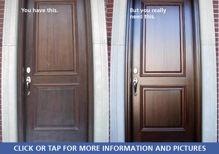 Old, worn, weatherbeaten door fully refinished, beautiful and like new