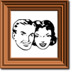 Man and woman in wood framed picture