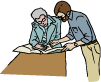 Two people studying an estimate