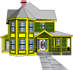 Green and yellow Victorian house